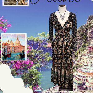 Bohemian Multi-Patterned Bell sleeve Long Dress